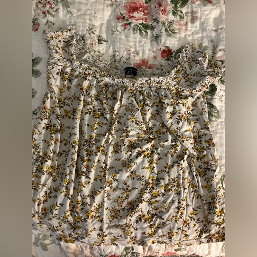 bohemian floral off shoulder top american eagle cute xxs